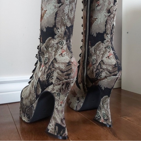 NWOB dolls kill sugar thrillz cat tapestry boots - Picture 6 of 12